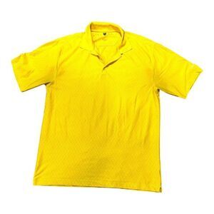 Nike Golf Yellow Polo Shirt Short Sleeve Mens Size XL Athletic Diamond Pattern